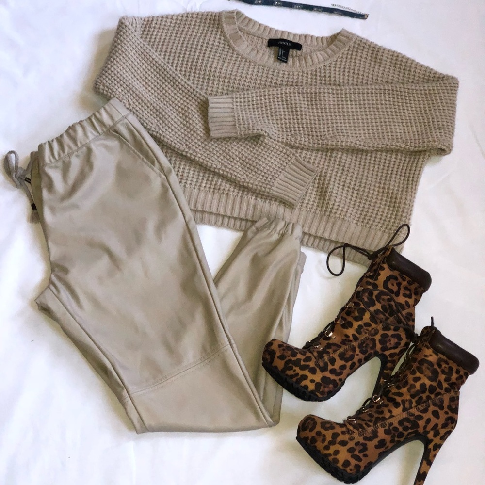 Taupe Pleather Joggers